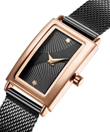 SHENGKE Simple Square Watch Rectangle Wristwatch Trending Luxury Mesh Strap Fitness Hand Watch